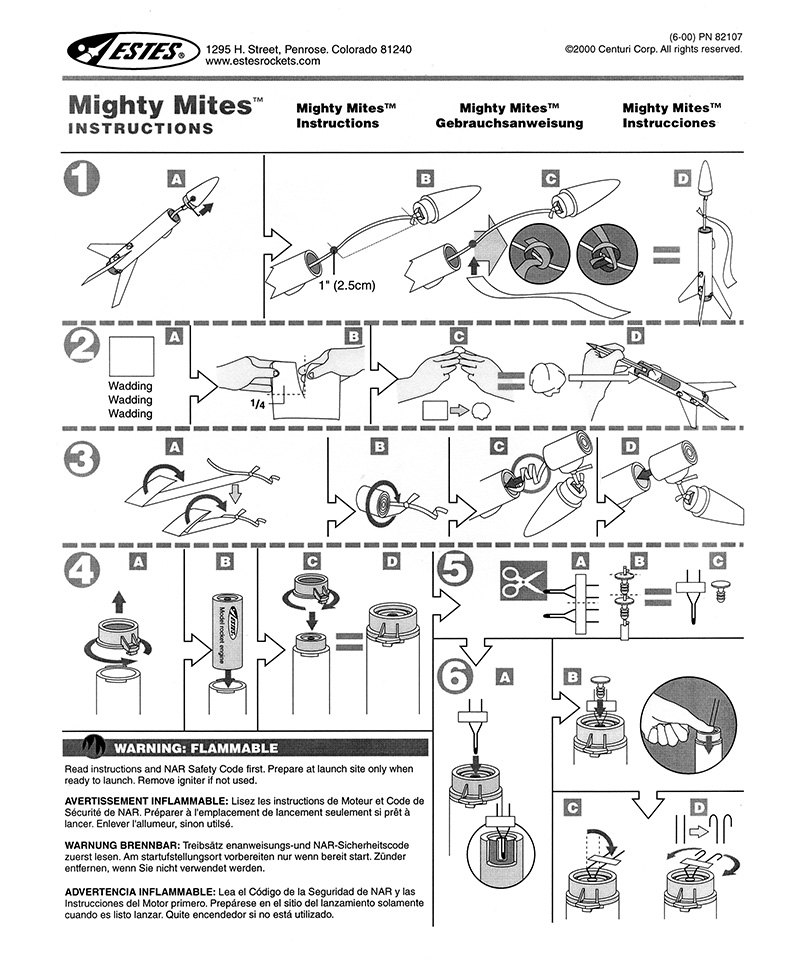 Estes Rockets instruction sheet